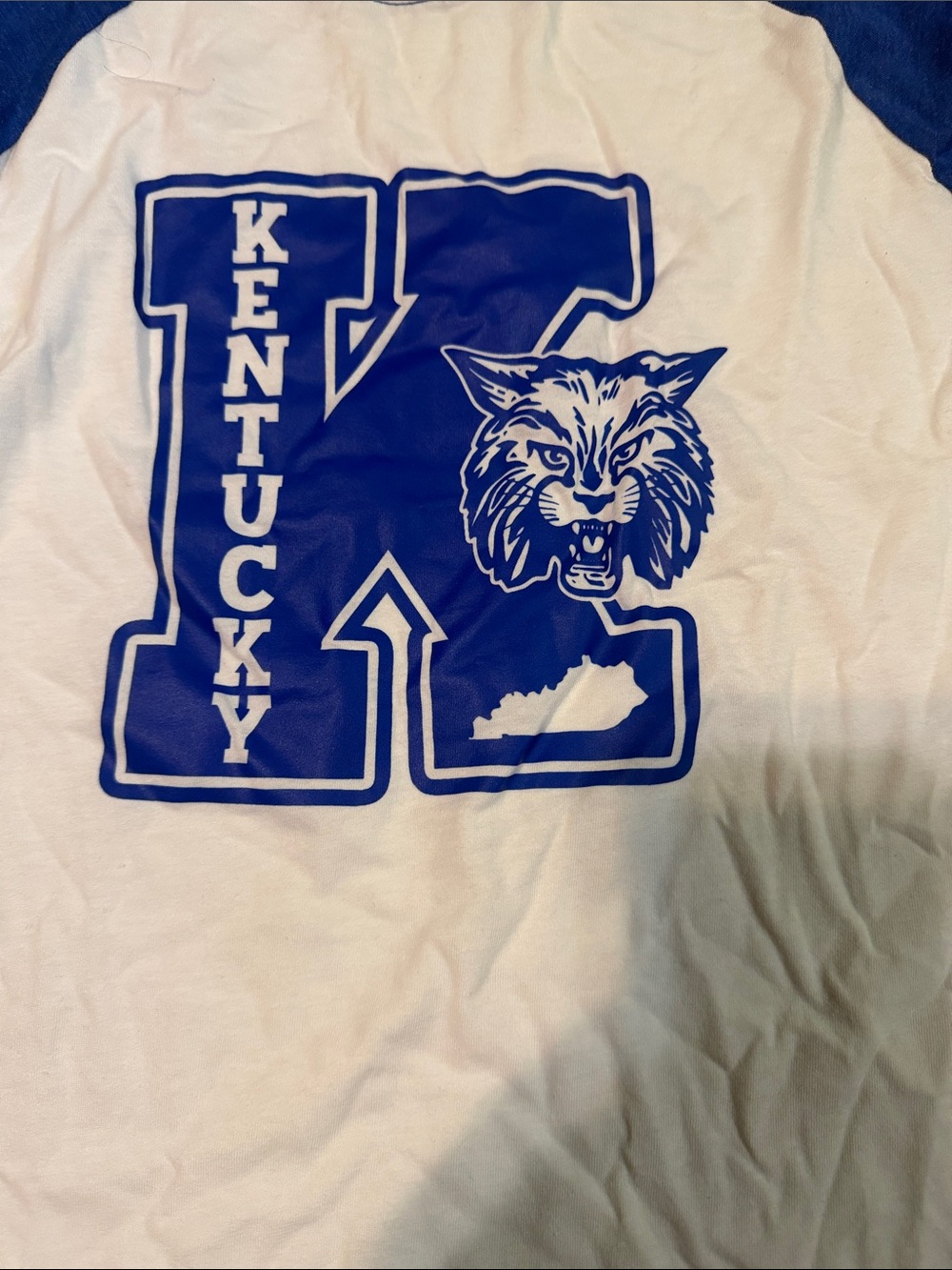 Next Level Apparel White & Blue Kentucky Graphic Raglan Tee